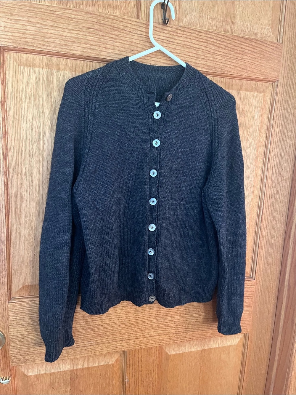 Homemade wool Classic Women's Charcoal Button-Up Sweater Jacket
